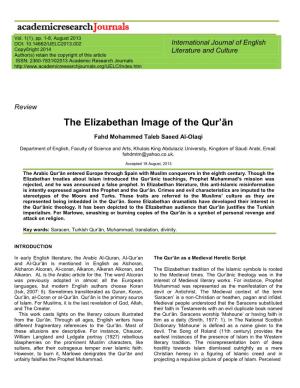 The Elizabethan Image of the Qur'ān
