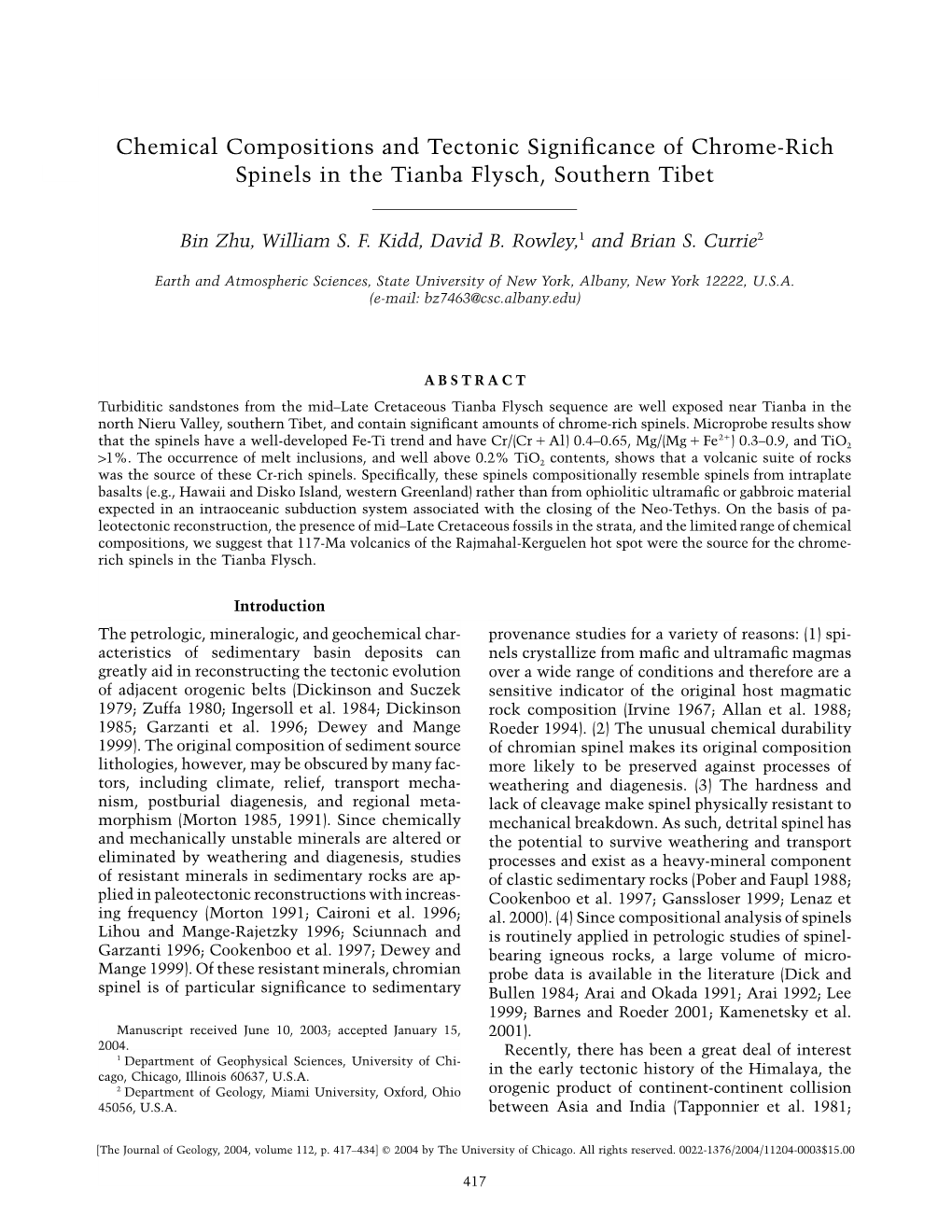 Chemical Compositions and Tectonic Significance of Chrome-Rich