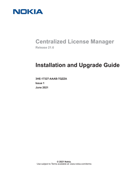 Centralized License Manager Release 21.6 Installation And