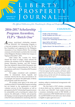 2016-2017 Scholarship Program Awardees, FLP's