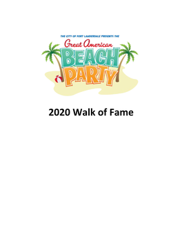 2020 Walk of Fame AGENDA 2020 WALK of FAME COMMITTEE MEETING Monday, March 16, 2020 – 9:00 A.M