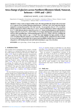 Area Change of Glaciers Across Northern Ellesmere Island, Nunavut, Between ∼1999 and ∼2015