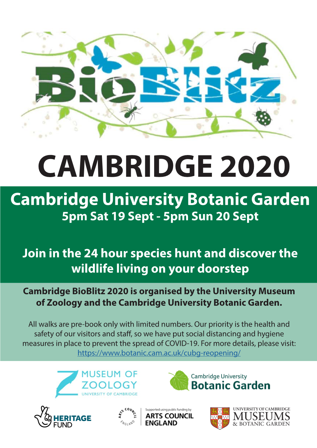 CAMBRIDGE 2020 Cambridge University Botanic Garden 5Pm Sat 19 Sept - 5Pm Sun 20 Sept