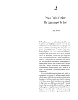 Female Genital Cutting: the Beginning of the End