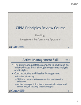 CIPM Principles Review Course