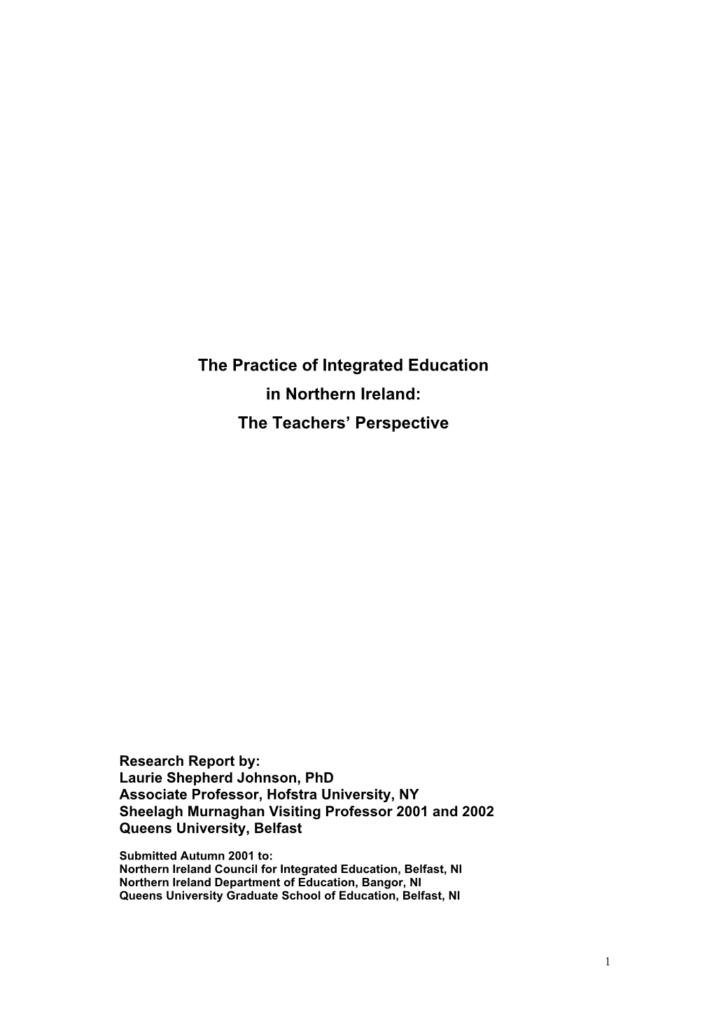 The Practice of Integrated Education in Northern Ireland: the Teachers’ Perspective