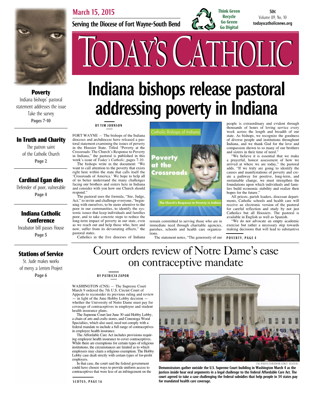 Indiana Bishops Release Pastoral Addressing Poverty in Indiana