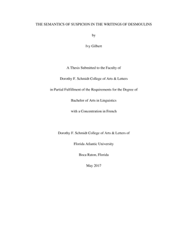 The Semantics of Suspicion in the Writings of Desmoulins