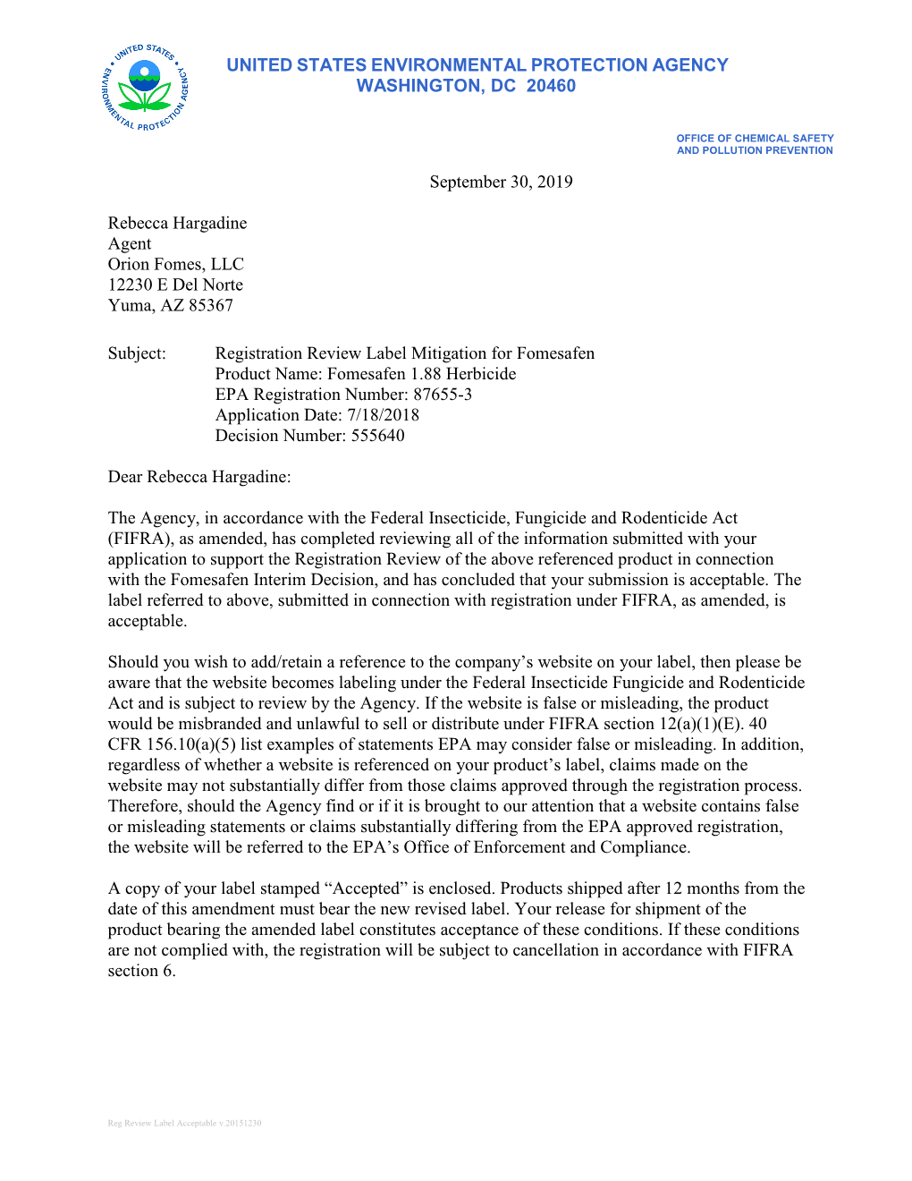 US EPA, Pesticide Product Label, FOMESAFEN 1.88 HERBICIDE,09