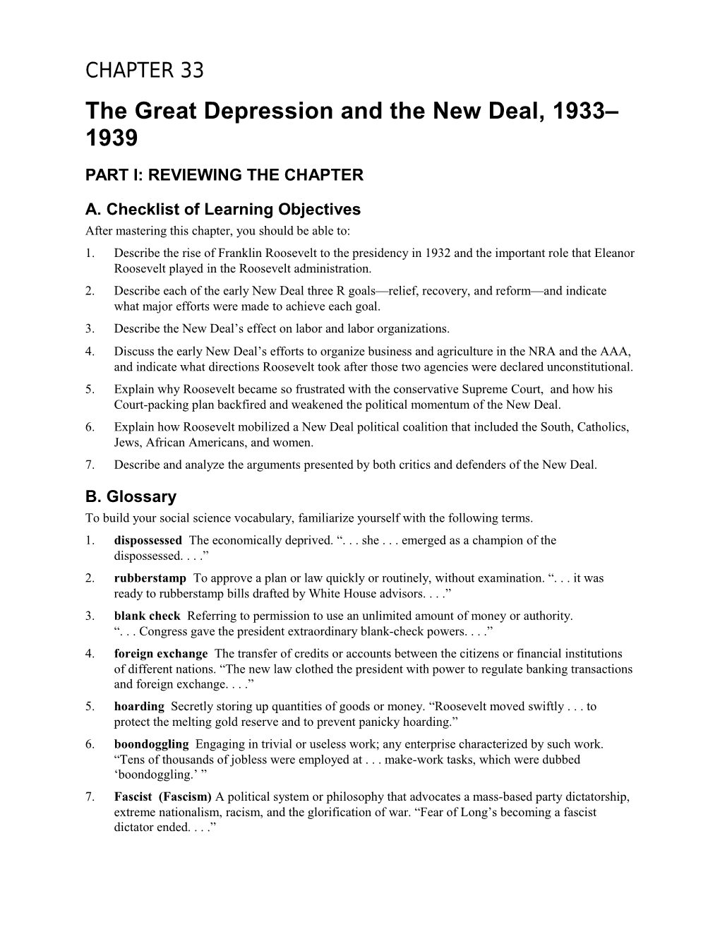 The Great Depression and the New Deal, 1933 1939 s1