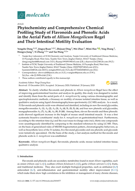 Phytochemistry and Comprehensive Chemical Profiling Study Of