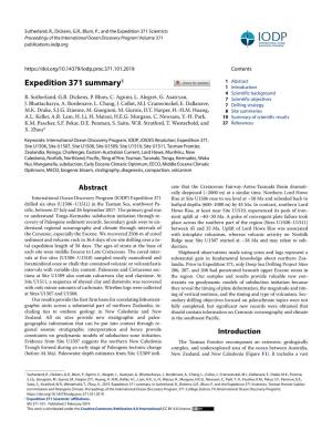 Expedition 371 Summary1 1 Abstract 1 Introduction 4 Scientific Background R