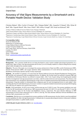 Accuracy of Vital Signs Measurements by a Smartwatch and a Portable Health Device: Validation Study