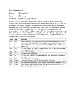 106. Fairfield Horseshoe Distance 11 Miles/17.5Km Ascent 1203 Metres