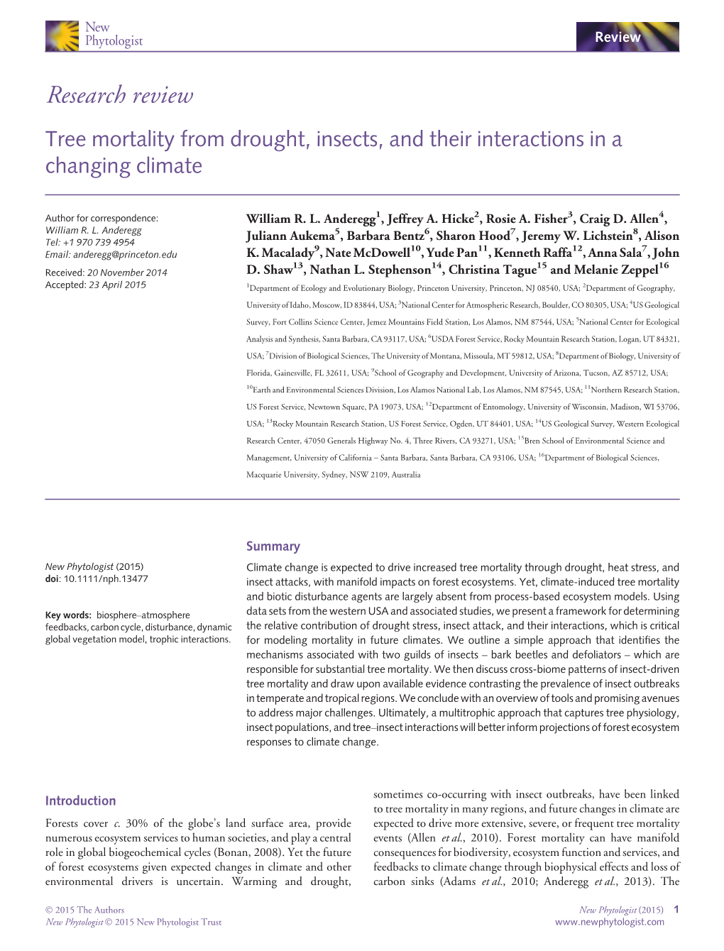 Tree Mortality from Drought, Insects, and Their Interactions in a Changing Climate