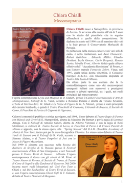 Chiara Chialli Nasce a Sansepolcro, in Provincia Di Arezzo