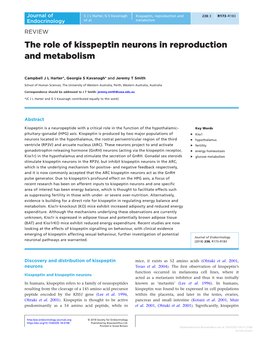 The Role of Kisspeptin Neurons in Reproduction and Metabolism