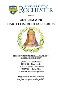 2021 Summer Carillon Recital Program.Docx