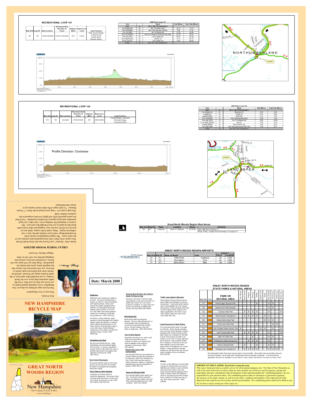 New Hampshire Bicycle Map Great North Woods Region