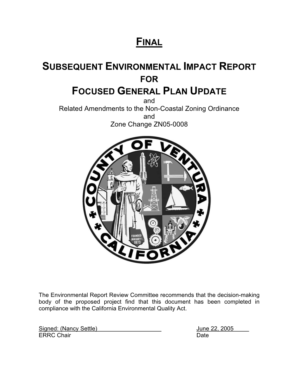 Final Subsequent Environmental Impact