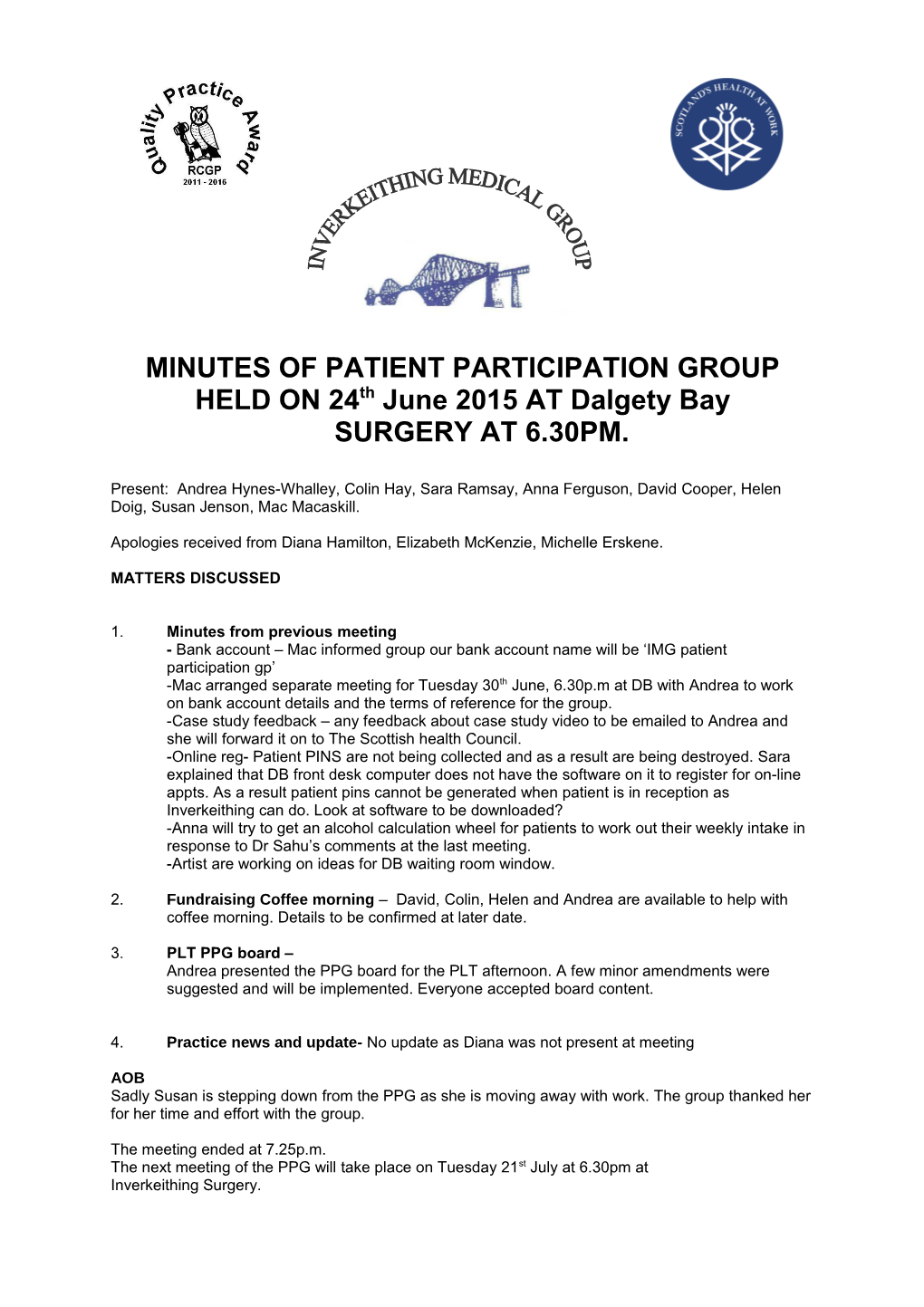 Minutes of Patient Participation Group s1