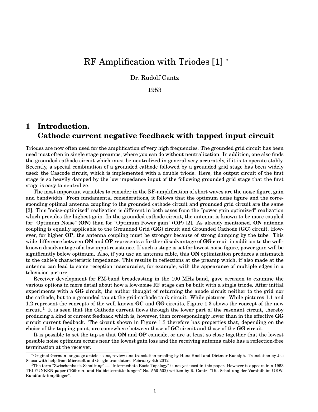 RF Amplification with Triodes