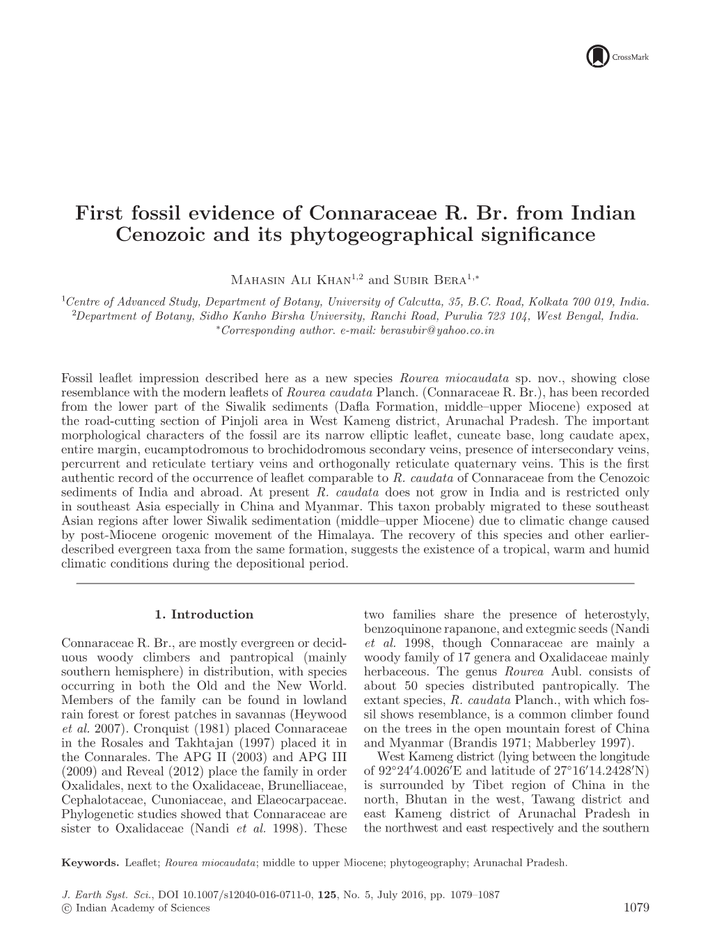 First Fossil Evidence of Connaraceae R. Br