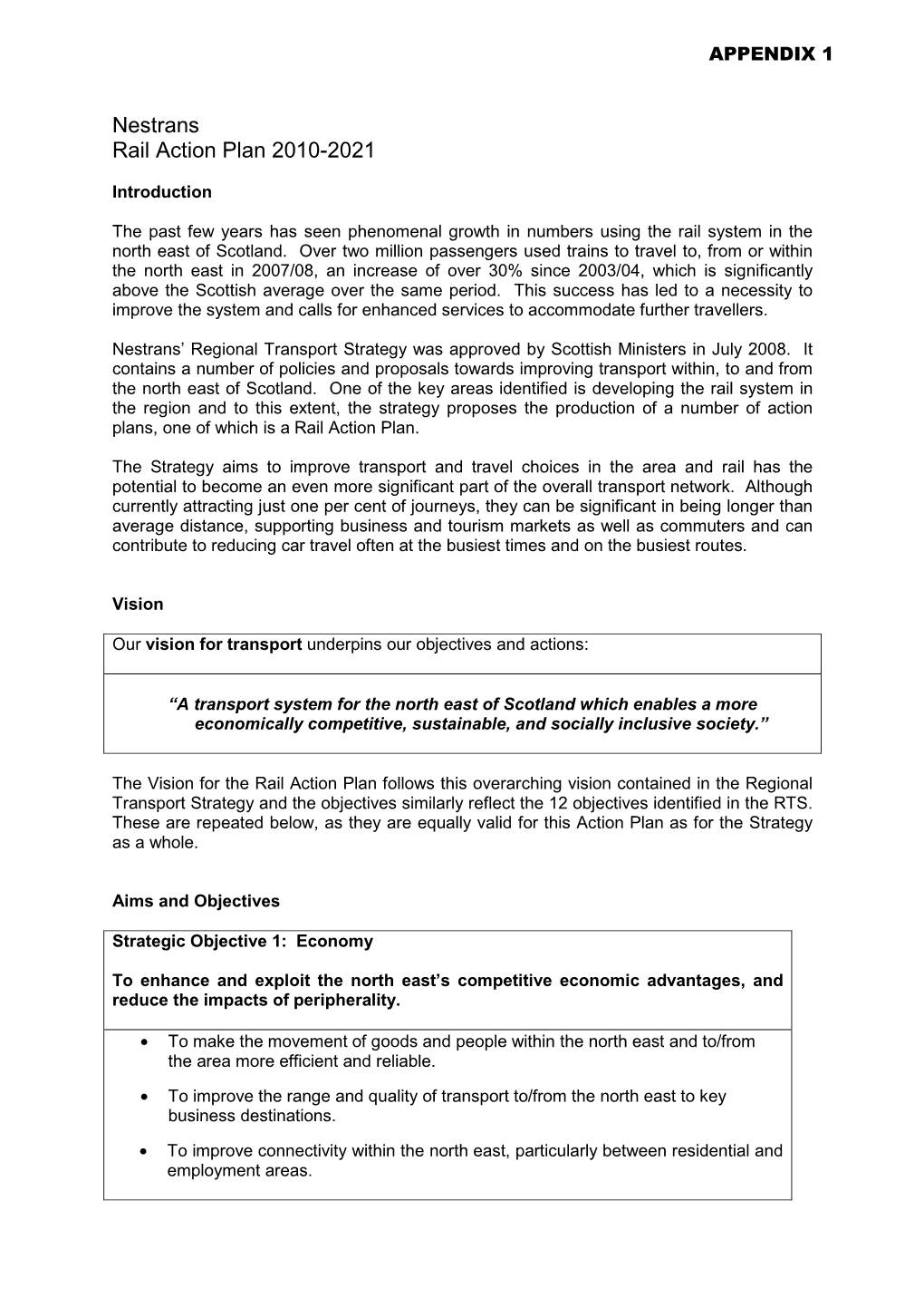 Nestrans Rail Action Plan 2010-2021