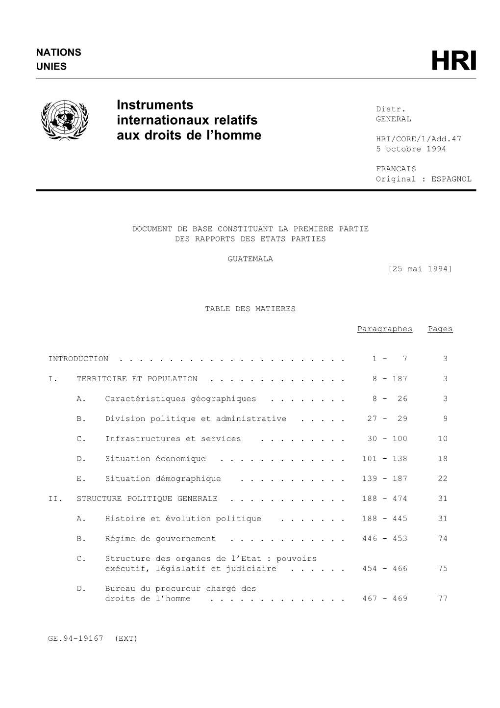 Instruments Internationaux Relatifs Aux Droits De L'homme