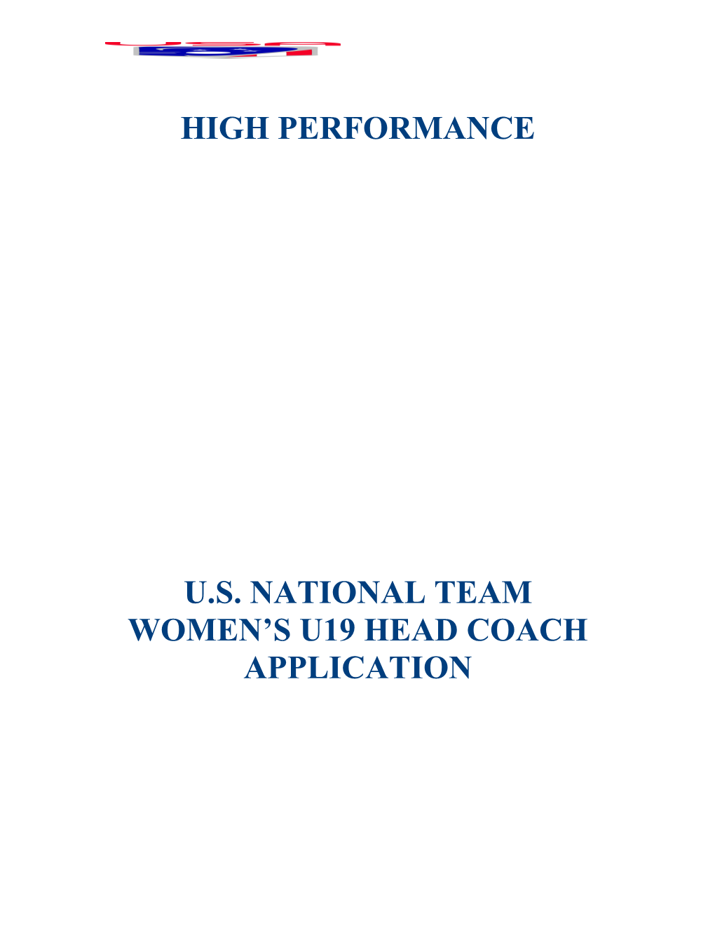 WOMEN S U19 Head Coach Application