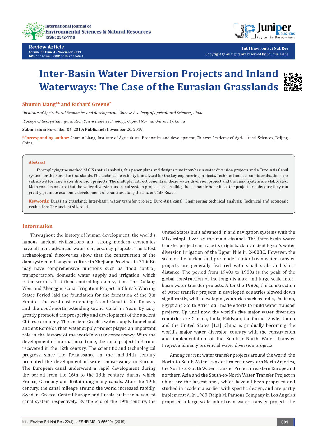 Inter-Basin Water Diversion Projects and Inland Waterways: the Case of the Eurasian Grasslands