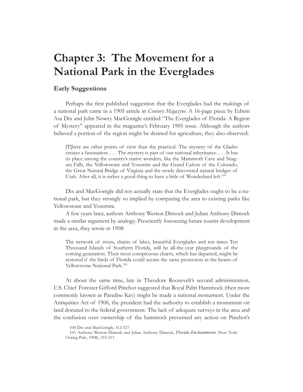 Chapter 3: the Movement for a National Park in the Everglades Early Suggestions