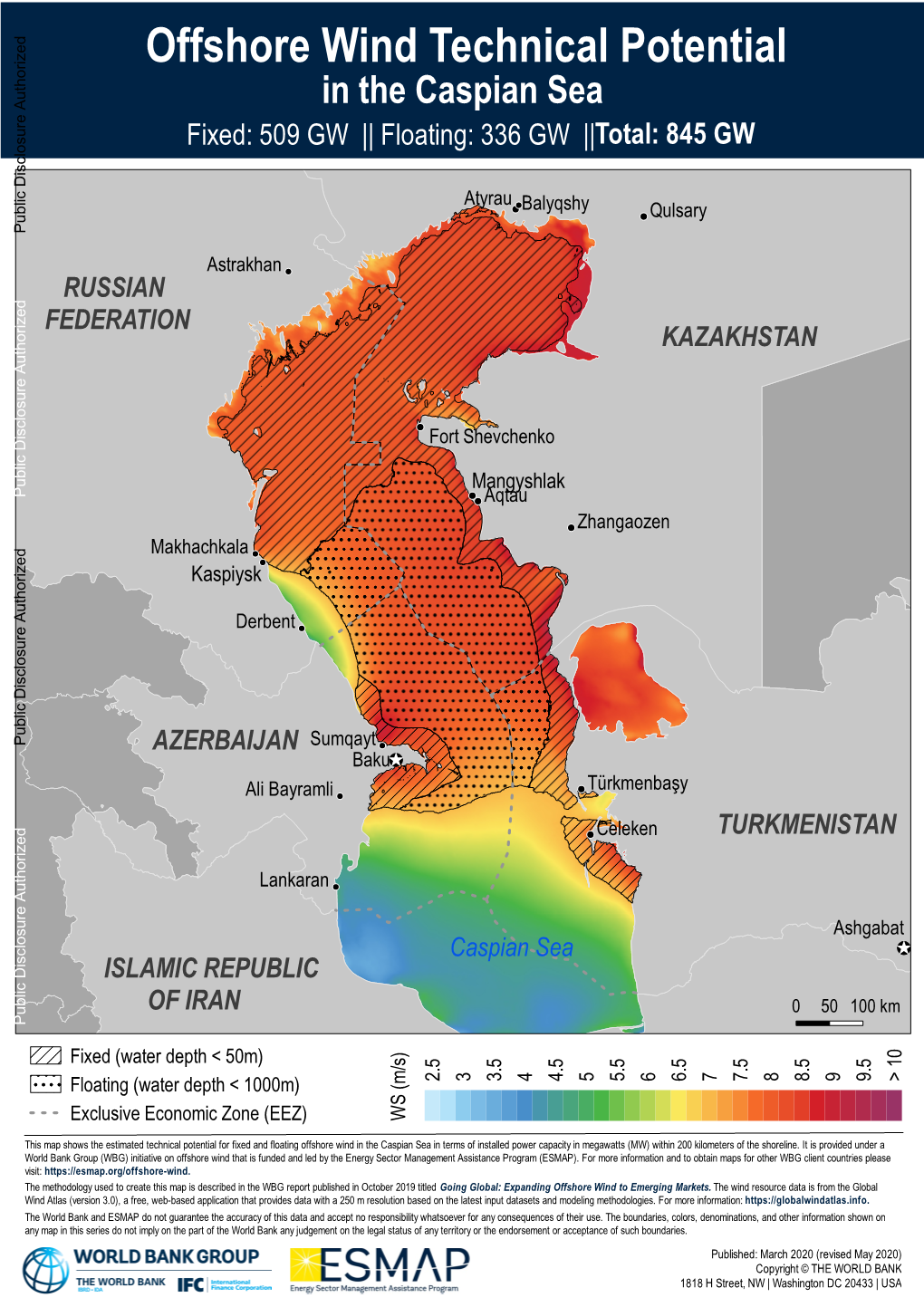 Caspian Sea Fixed: 509 GW || Floating: 336 GW ||T Otal: 845 GW Public Disclosure Authorized