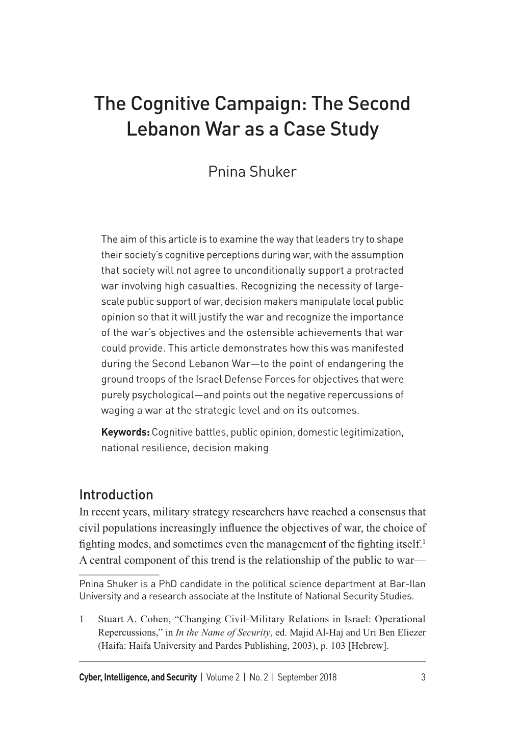 The Second Lebanon War As a Case Study