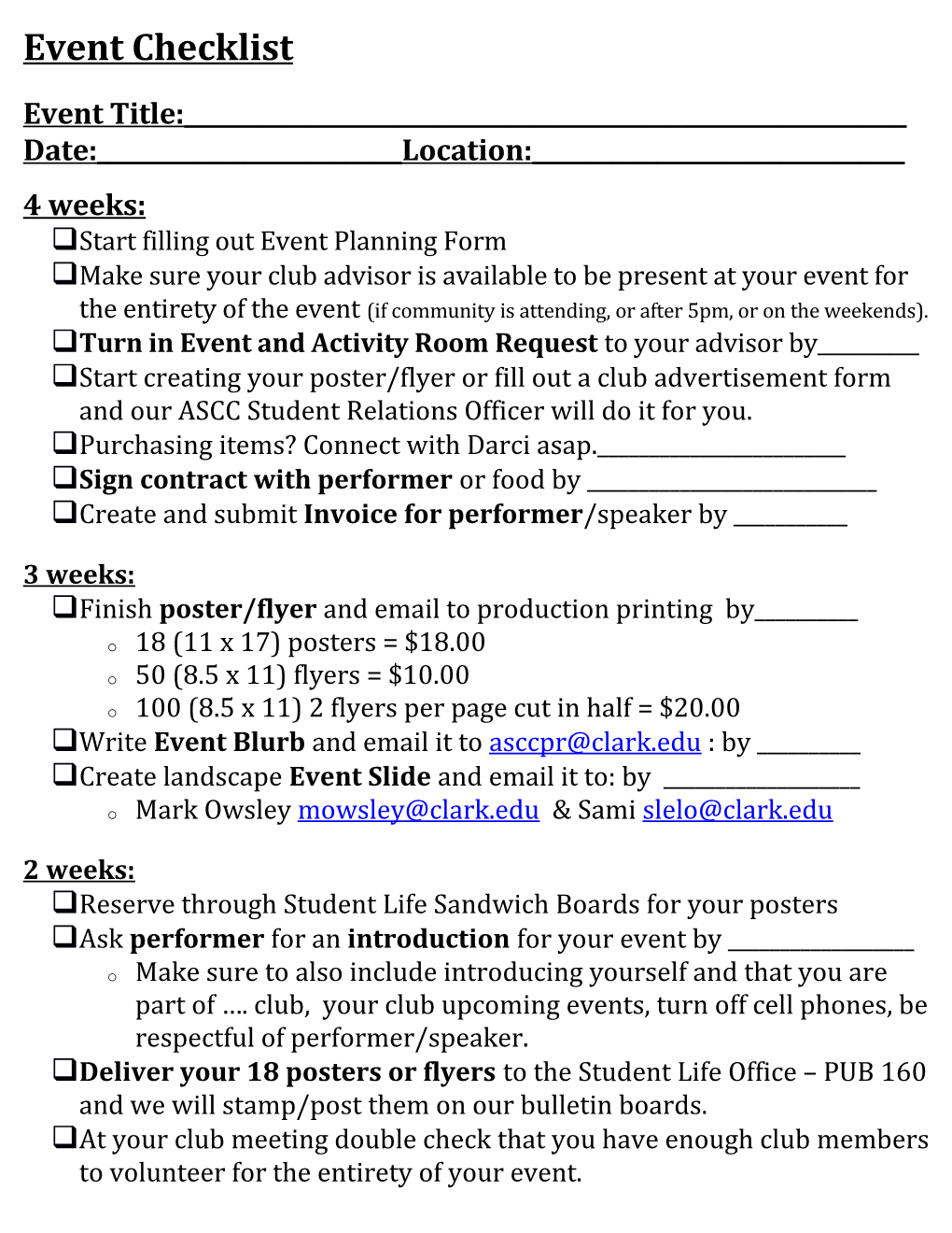 Q Start Filling out Event Planning Form