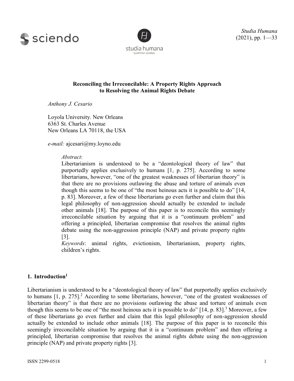 (2021), Pp. 1—33 Reconciling the Irreconcilable: a Property Rights