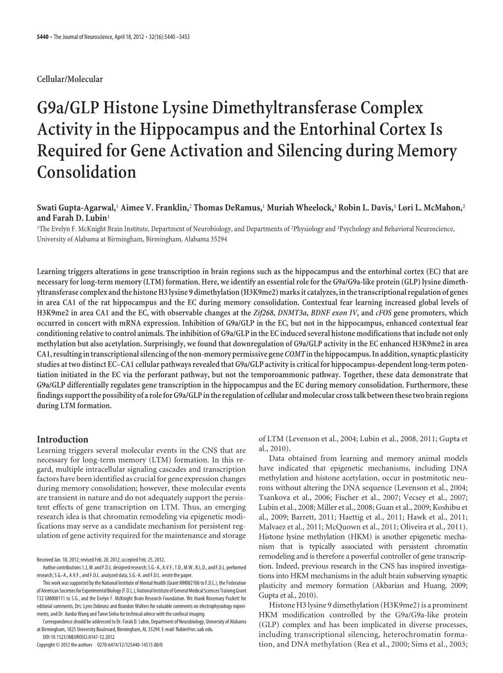 G9a/GLP Histone Lysine Dimethyltransferase Complex