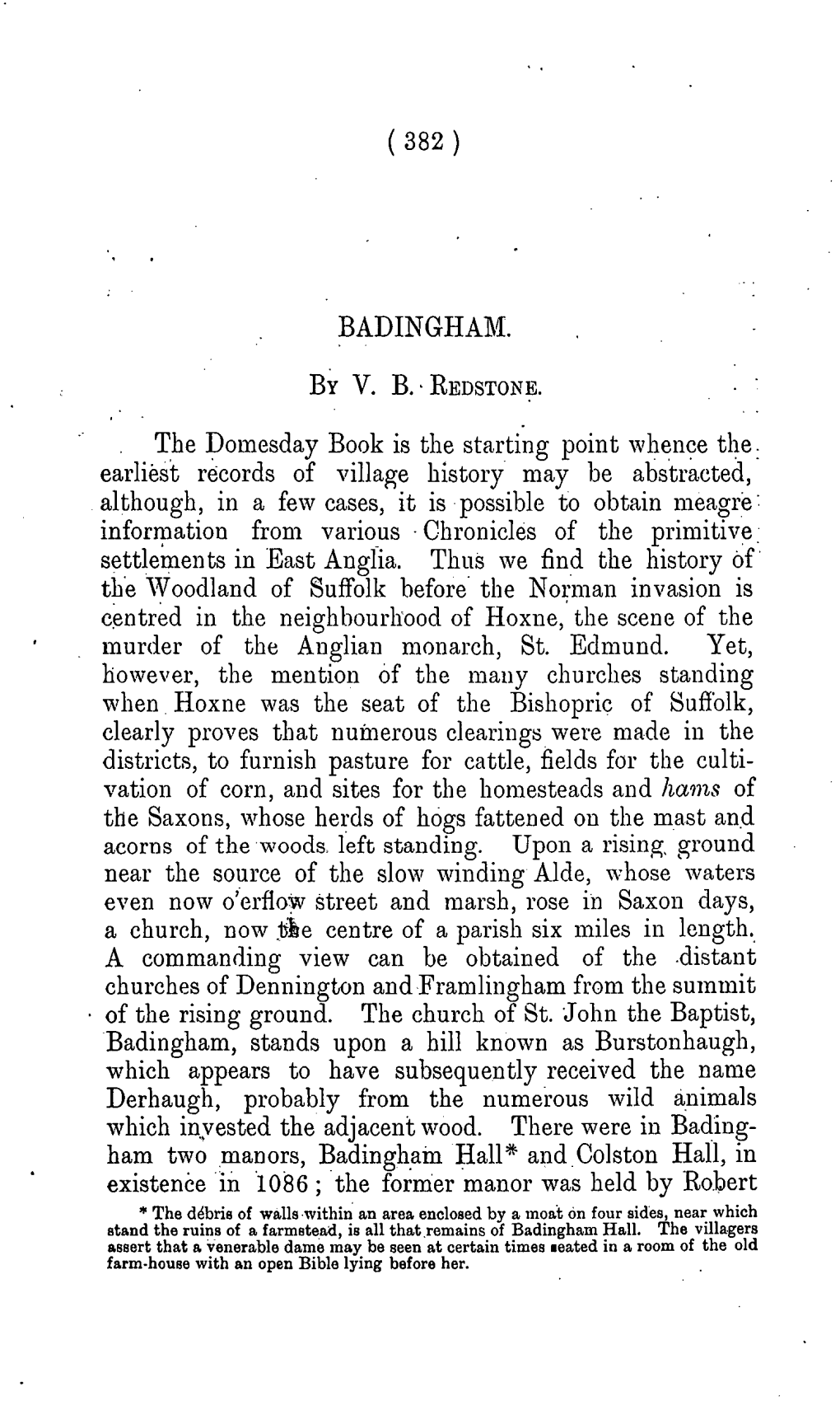 ( 382 ) BADINGHAM. BYV. B. REDSTONE. • the Domesday Book