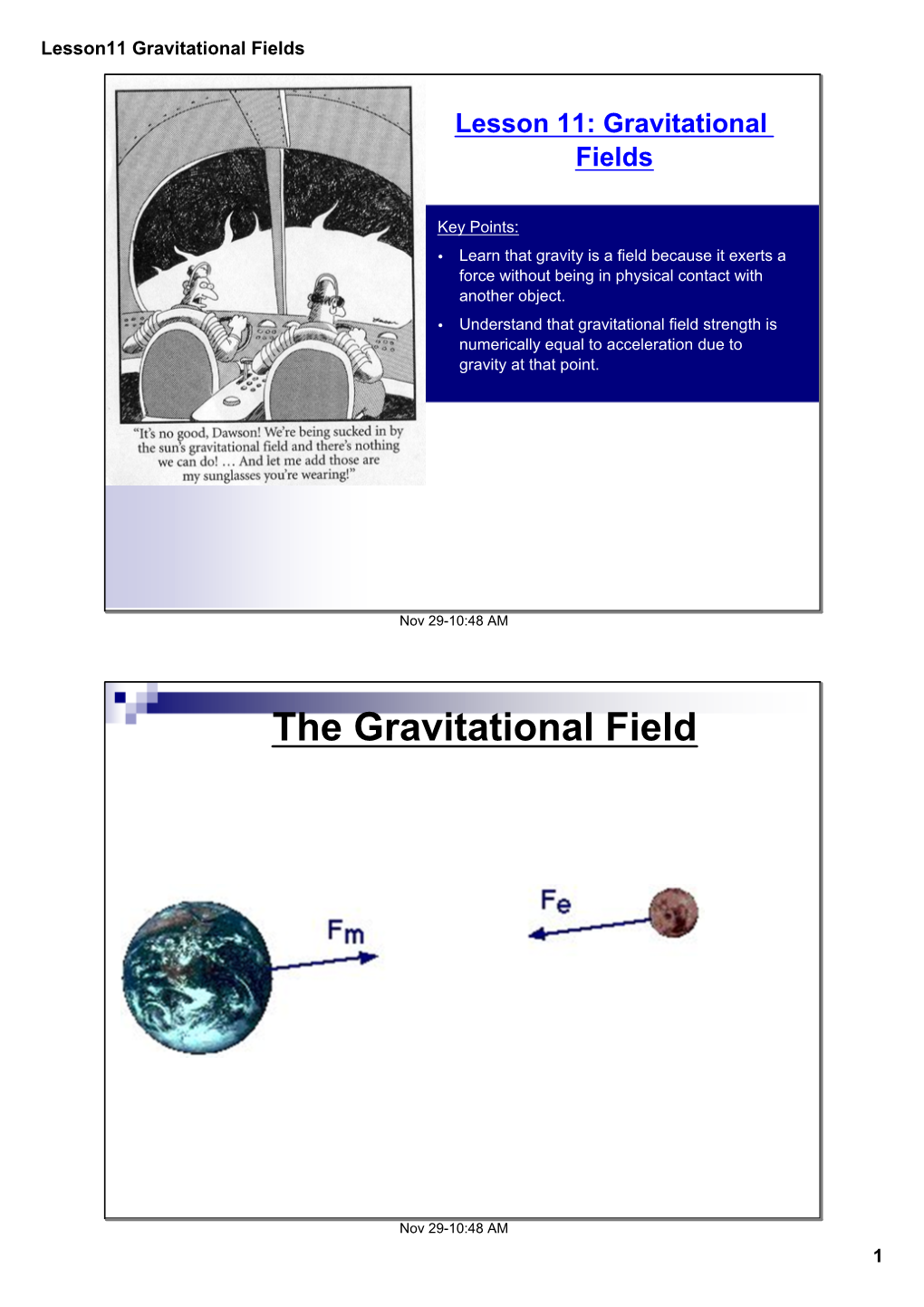 Lesson11 Gravitational Fields