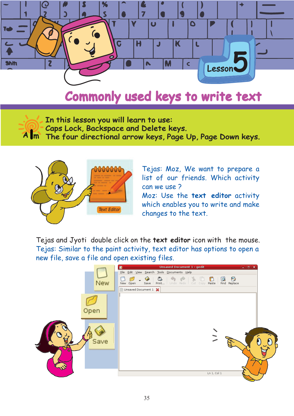 Commonly Used Keys to Write Text