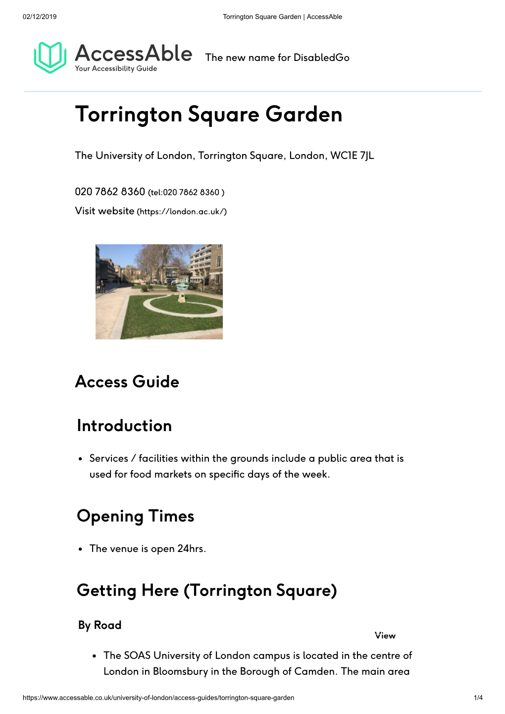Torrington Square Garden | Accessable