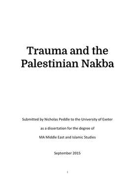 Trauma and the Palestinian Nakba
