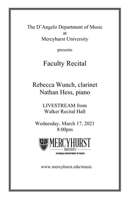 Rebecca Wunch Faculty Recital Program