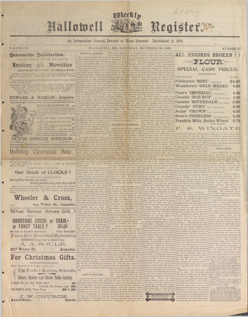 Hallowell Weekly Register : December 30, 1899