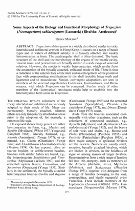 Some Aspects of the Biology and Functional Morphology of Trapezium (Neotrapezium) Sublaevigatum (Lamarck) (Bivalvia: Arcticacea)L