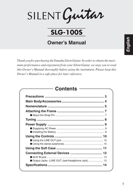 SLG-100S Owner’S Manual
