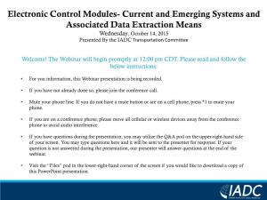 Electronic Control Modules- Current and Emerging Systems And