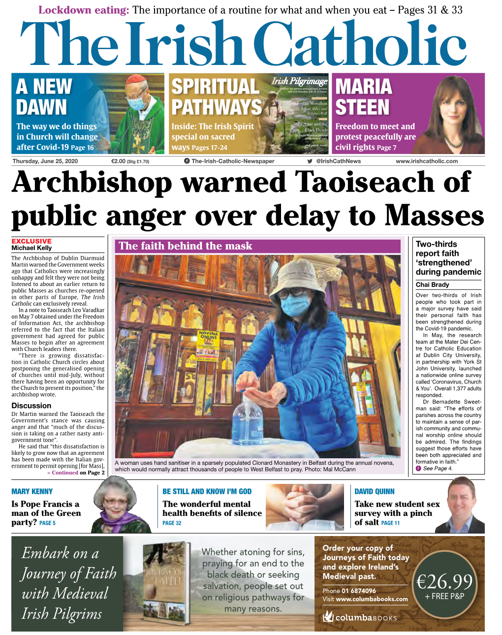 The Irish Catholic, June 25, 2020 the Irish Catholic, June 25, 2020 | News ||3