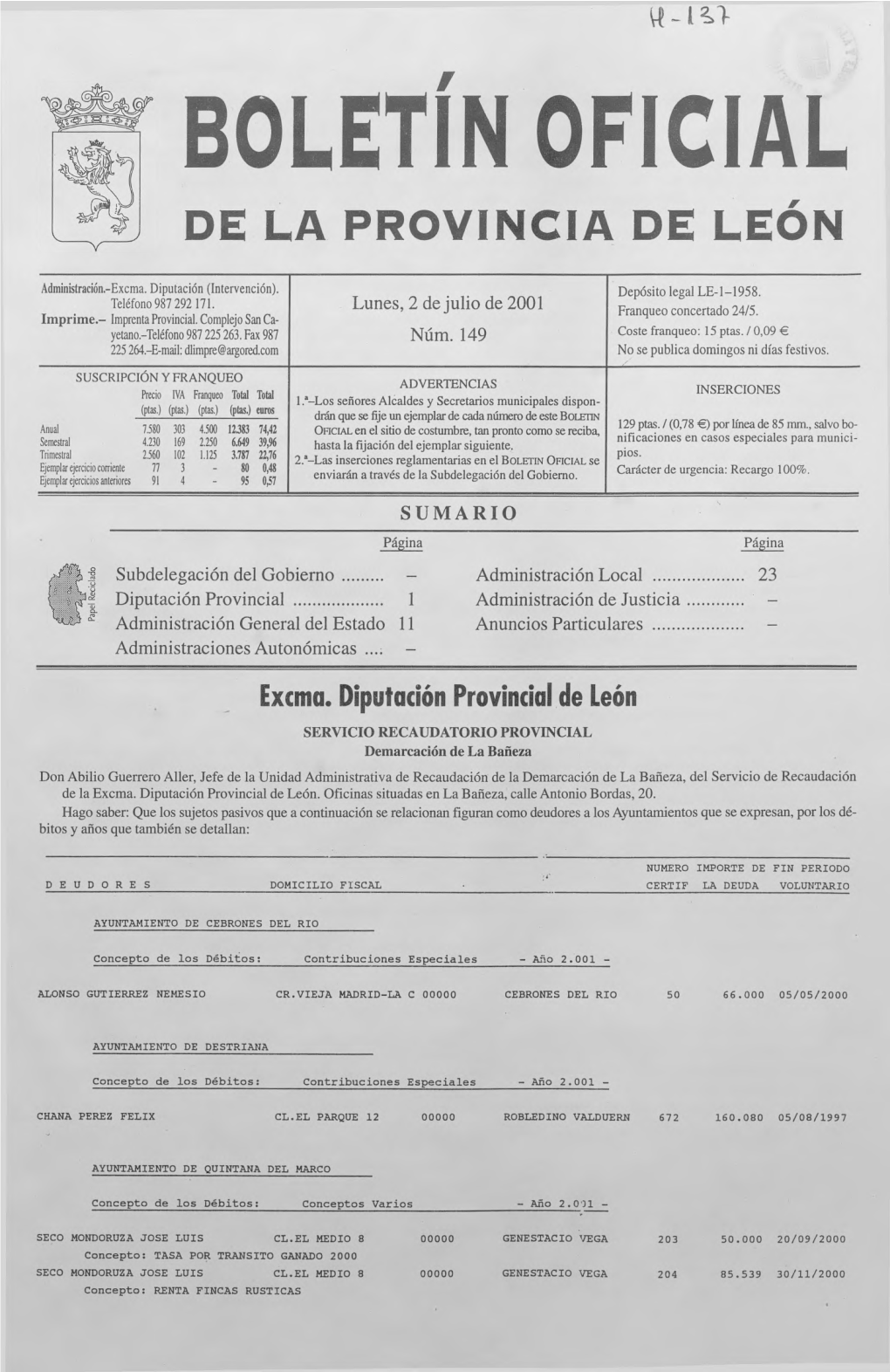 Boletín Oficial De La Provincia De León