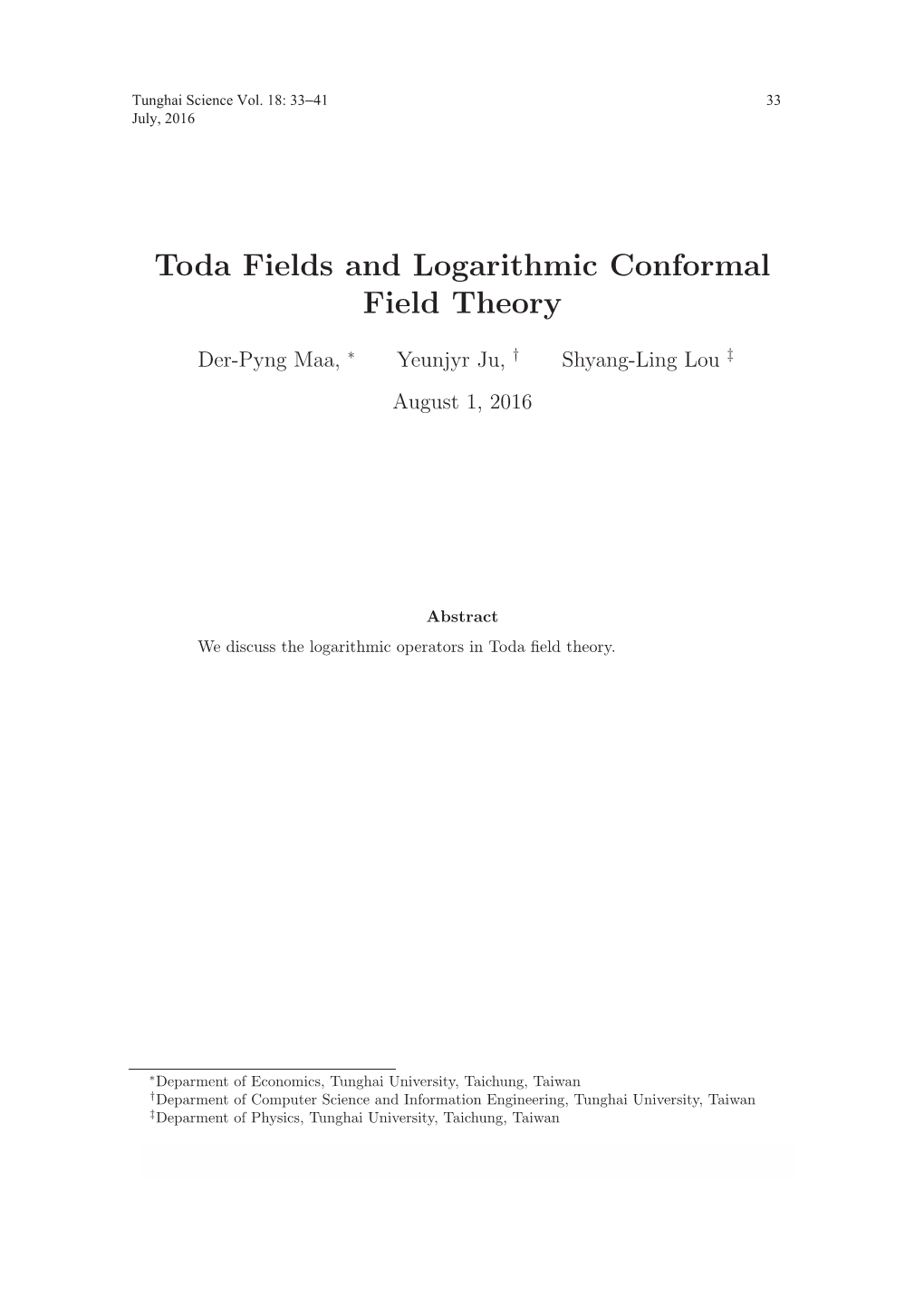 Toda Fields and Logarithmic Conformal Field Theory